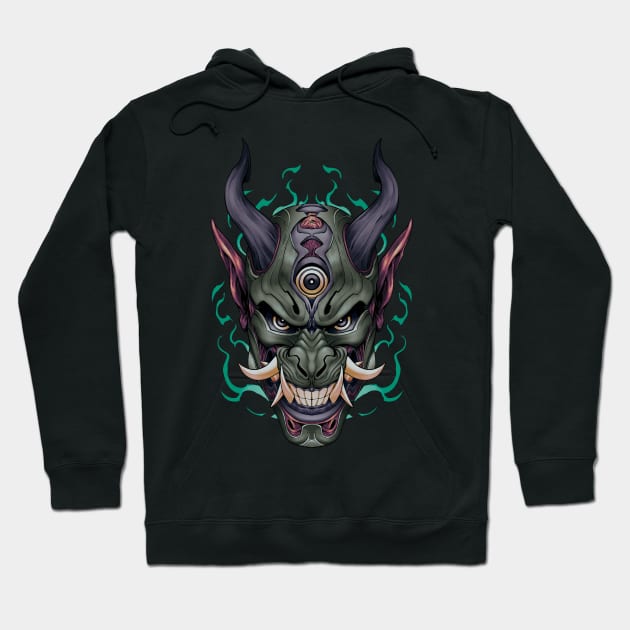 Japanese Black Dragon Yokai Mask Hoodie by Mang Kumis